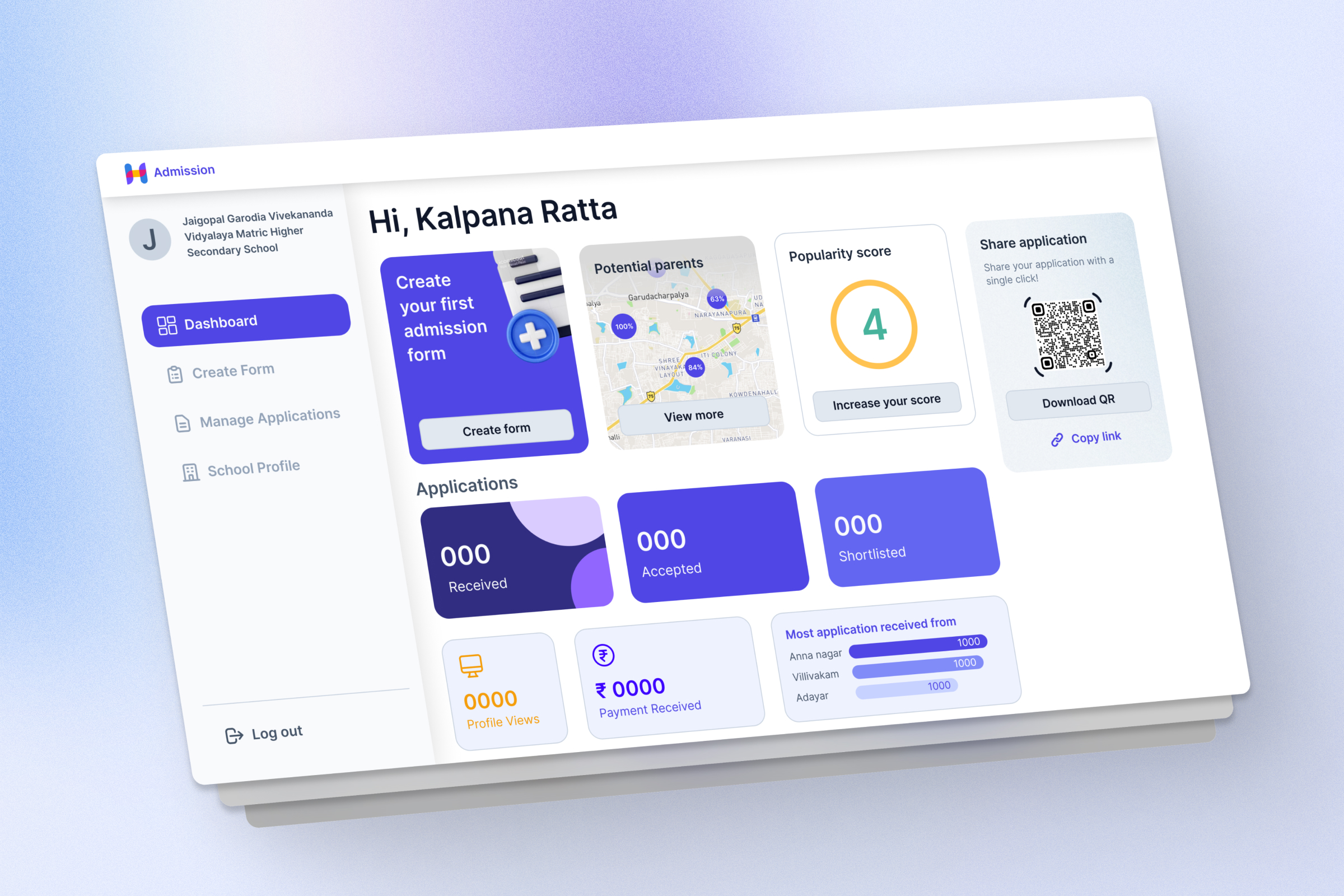 School administration dashboard