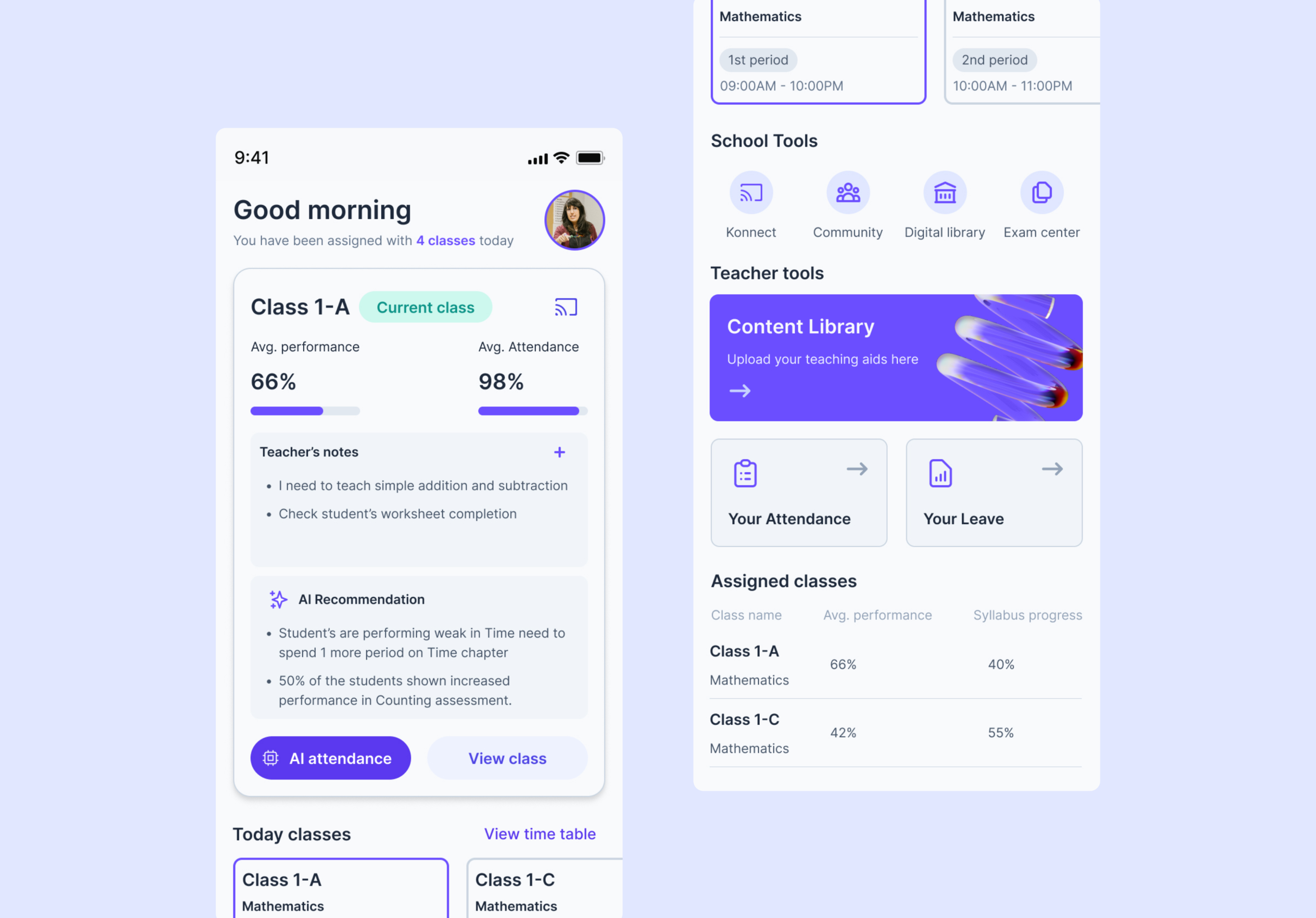 New version of the teacher dashboard