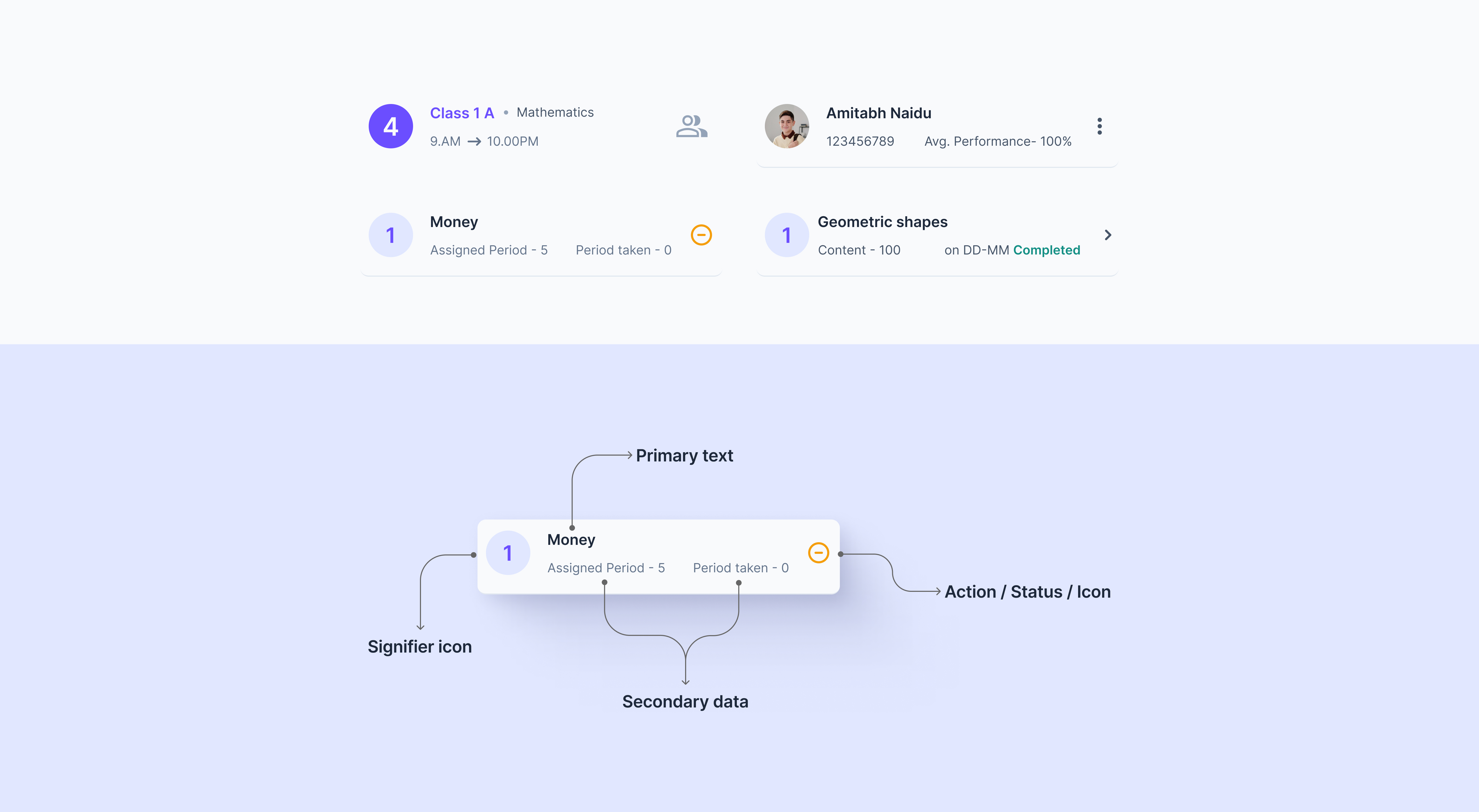 Universal teacher card design